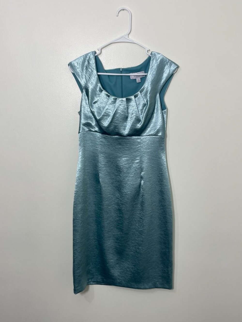 Dressbarn Collection Aqua Satin Cocktail Sheath Dress Size 4